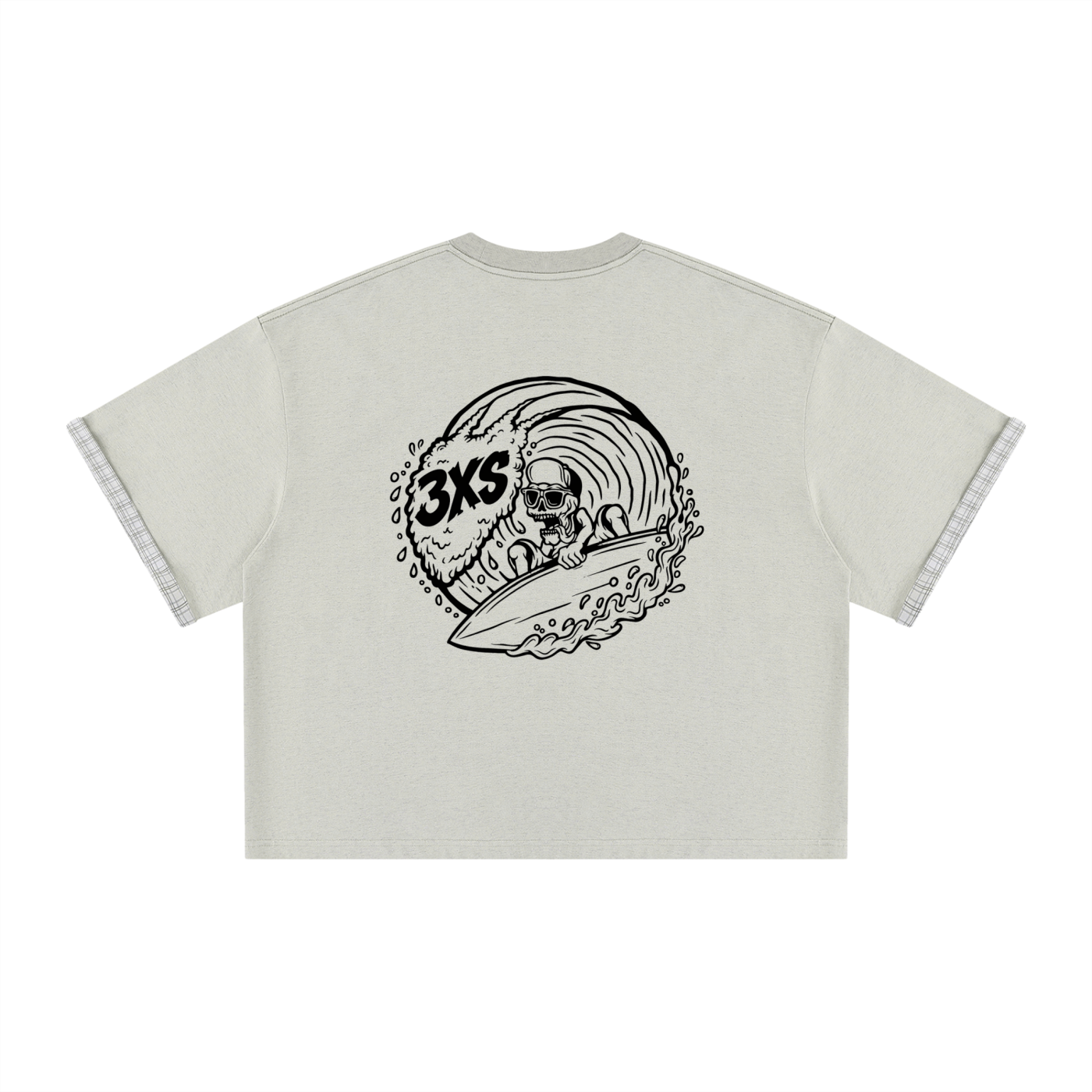 Unisex Boxy Plaid-Lined Double-Face T-Shirt