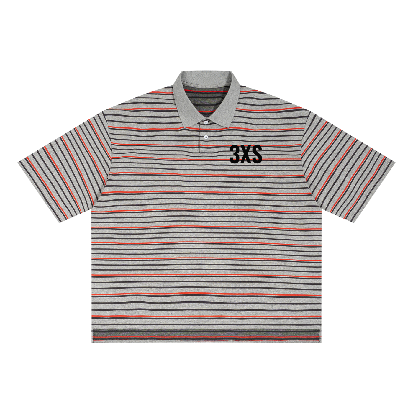 Unisex Striped Boxy Collared Polo Shirt
