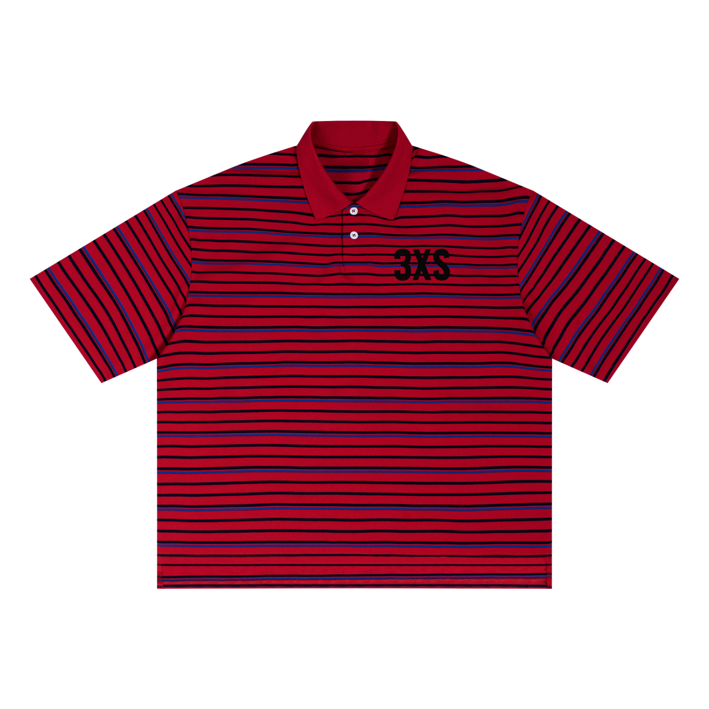 Unisex Striped Boxy Collared Polo Shirt