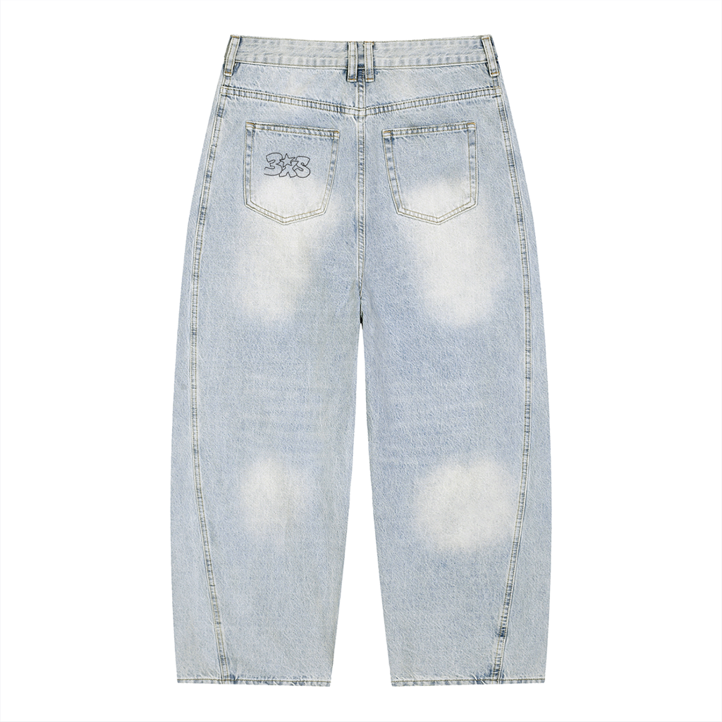 Men's Vintage Wash Sunfade Barrel Leg Jeans
