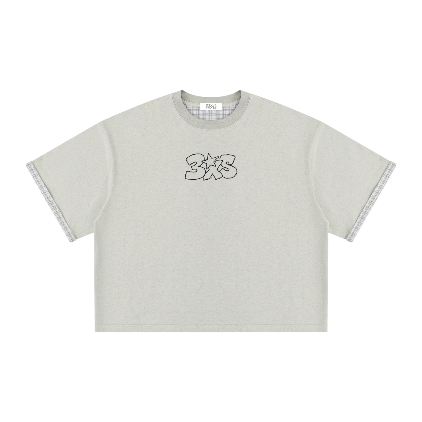 Unisex Boxy Plaid-Lined Double-Face T-Shirt