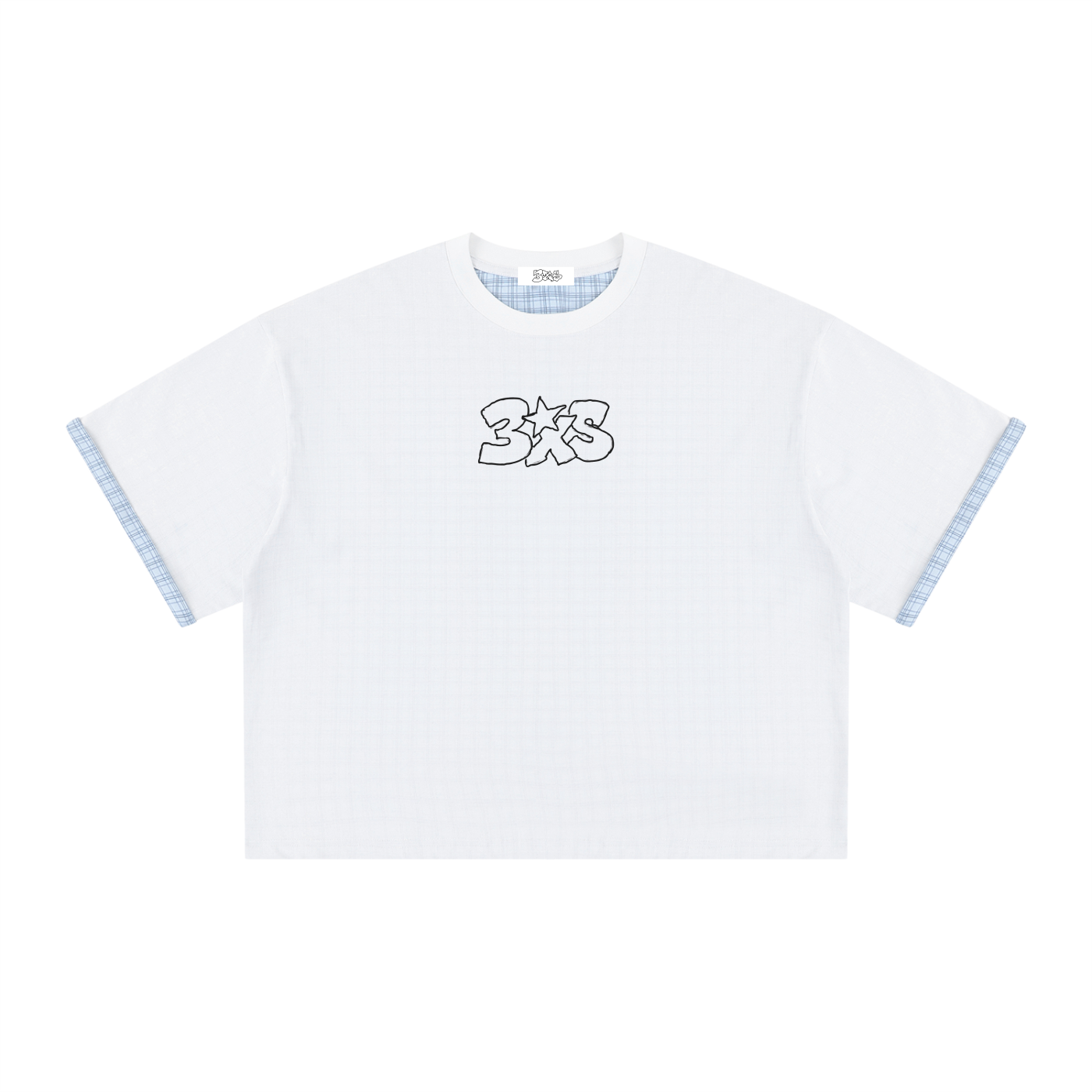 Unisex Boxy Plaid-Lined Double-Face T-Shirt