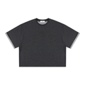 Unisex Boxy Plaid-Lined Double-Face T-Shirt
